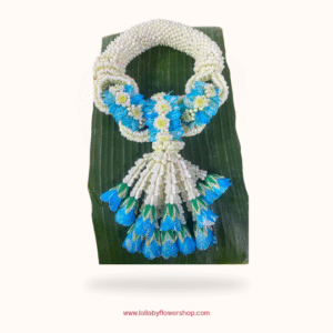 TG007 Thai Garland Malaigorn มาลัยกร ดอกพุด โซ่ประธาน สีฟ้า